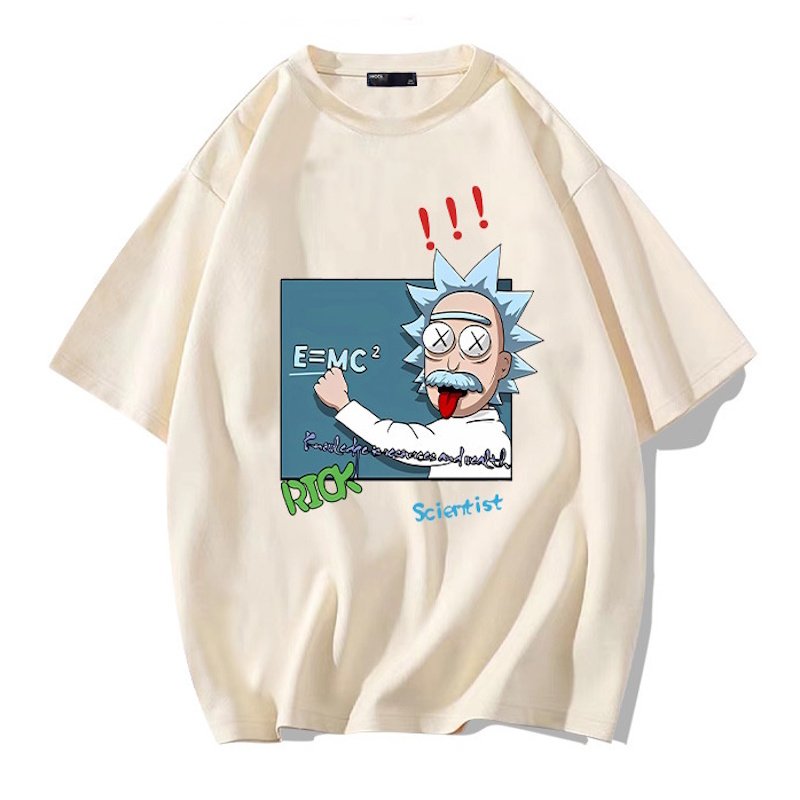 画像1: Rick and Morty Dr. Rick Print Short Sleeve T-Shirt　ユニセックス 男女兼用リックアンドモーティ リック博士プリント半袖  Tシャツ (1)