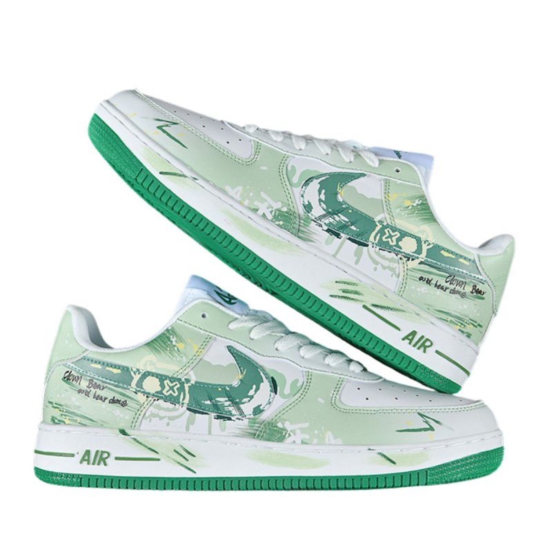 画像2: Unisex Leather Cows Bear Print Air Force Sneakers  casual shoes　 ユニセックス男女兼用レザーカウズベアプリントエアーフォースレースアップスニーカーカジュアルシューズ (2)