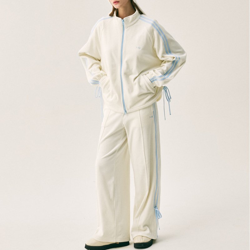 画像3: 25FW NDY NERDY Women's Velour Ribbon Track Setユニセックス 男女兼用  エヌディーワイ ノルディ ベロア リボン トラックセット セットアップ ジャージ 上下 (3)