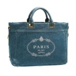 画像1: PARIS MLANO Denim Tote Bag パリス ミラノ ロゴ デニムキャンバストートショルダーバッグ (1)