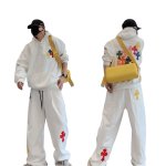 画像3: Colorful cross patchwork hoodie and wide pants set　 ユニセックス 男女兼用 カラフルクロスパッチワークフーディ＆ワイドパンツ セットアップ上下  (3)