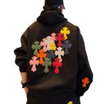 画像4: Colorful cross patchwork hoodie and wide pants set　 ユニセックス 男女兼用 カラフルクロスパッチワークフーディ＆ワイドパンツ セットアップ上下  (4)