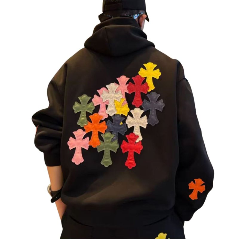 画像4: Colorful cross patchwork hoodie and wide pants set　 ユニセックス 男女兼用 カラフルクロスパッチワークフーディ＆ワイドパンツ セットアップ上下  (4)