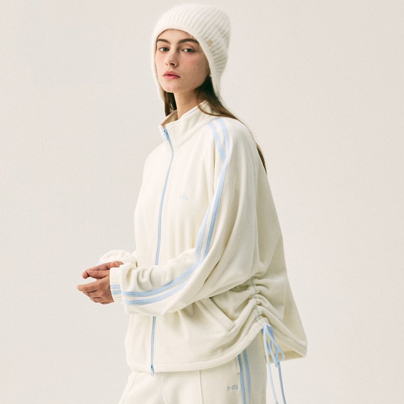 画像2: 25FW NDY NERDY Women's Velour Ribbon Track Setユニセックス 男女兼用  エヌディーワイ ノルディ ベロア リボン トラックセット セットアップ ジャージ 上下 (2)