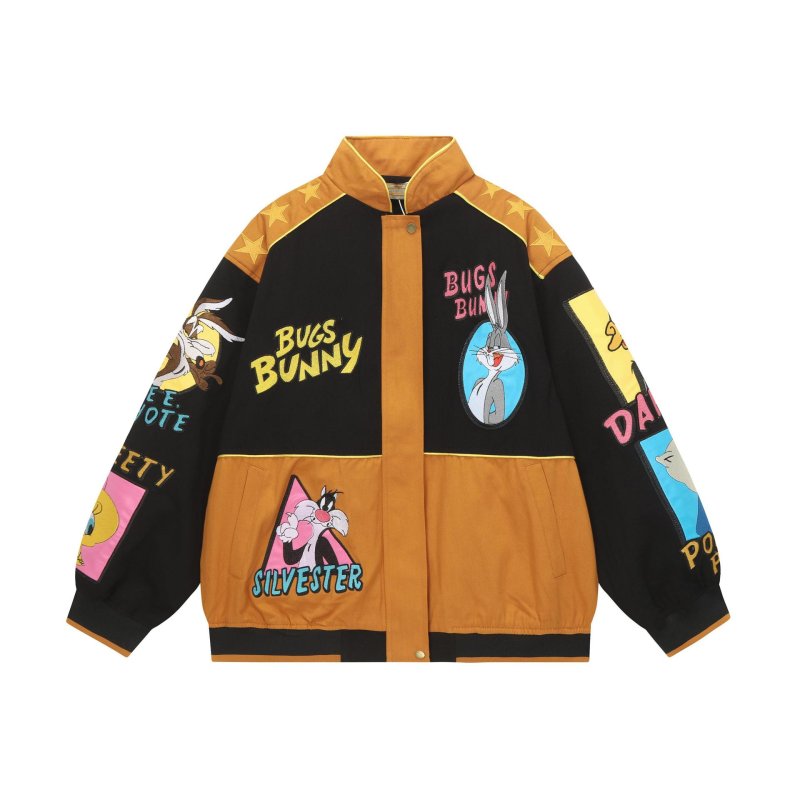 画像2: 26 Bugs Bunny & Looney Tunes baseball uniform blouson Jacket ユニセックス男女兼用 バックスバニー ＆ ルーニーテューンズ スタジャン ジャケットブルゾン (2)