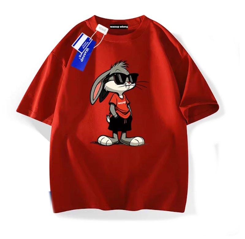 画像8: Stylish sunglasses Bugs Bunny Short Sleeve T-Shirt  　ユニセックス 男女兼用スタイリッシュサングラスバッグスバニープリント 半袖 Tシャツ (8)