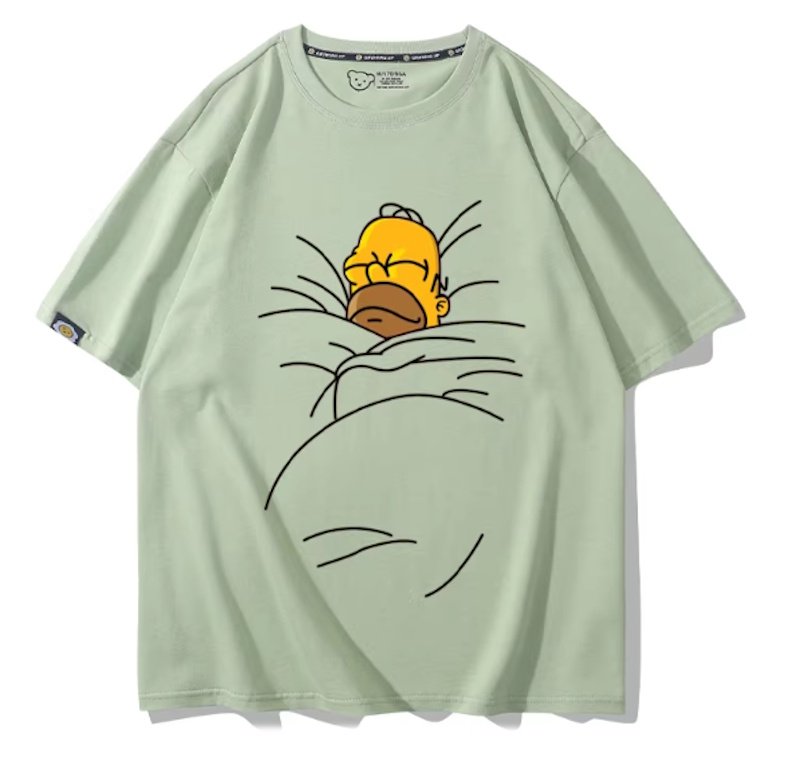 画像6: Sleeping Homer Simpson Short Sleeve T-Shirt  　ユニセックス 男女兼用スリーピングホーマーシンプソンプリント 半袖 Tシャツ (6)