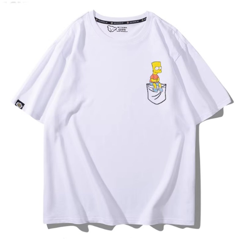 画像2: Bart Simpson sitting in your pocket Short Sleeve T-Shirt  　ユニセックス 男女兼用シッティングバートシンプソンプリント 半袖 Tシャツ (2)