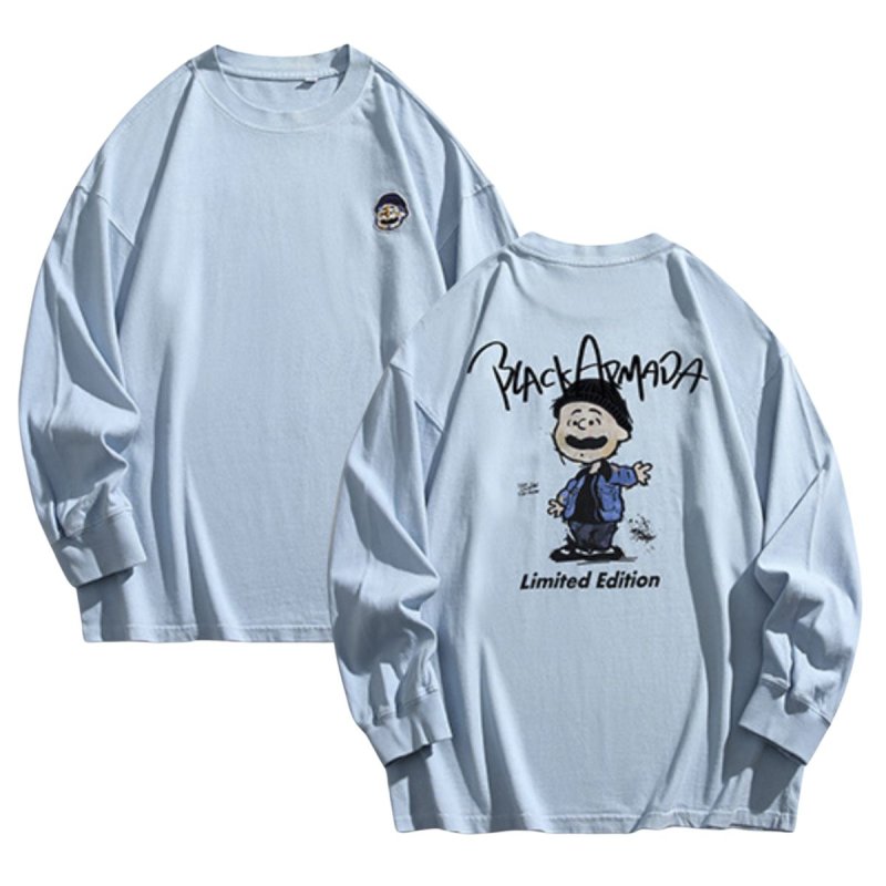 画像1: Vintage BLACK ARMADA Linus Van Pelt  Long Sleeve T-Shirt ヴィンテージ風 ライナス プリント ロングスリーブTシャツ ユニセックス 男女兼用 (1)
