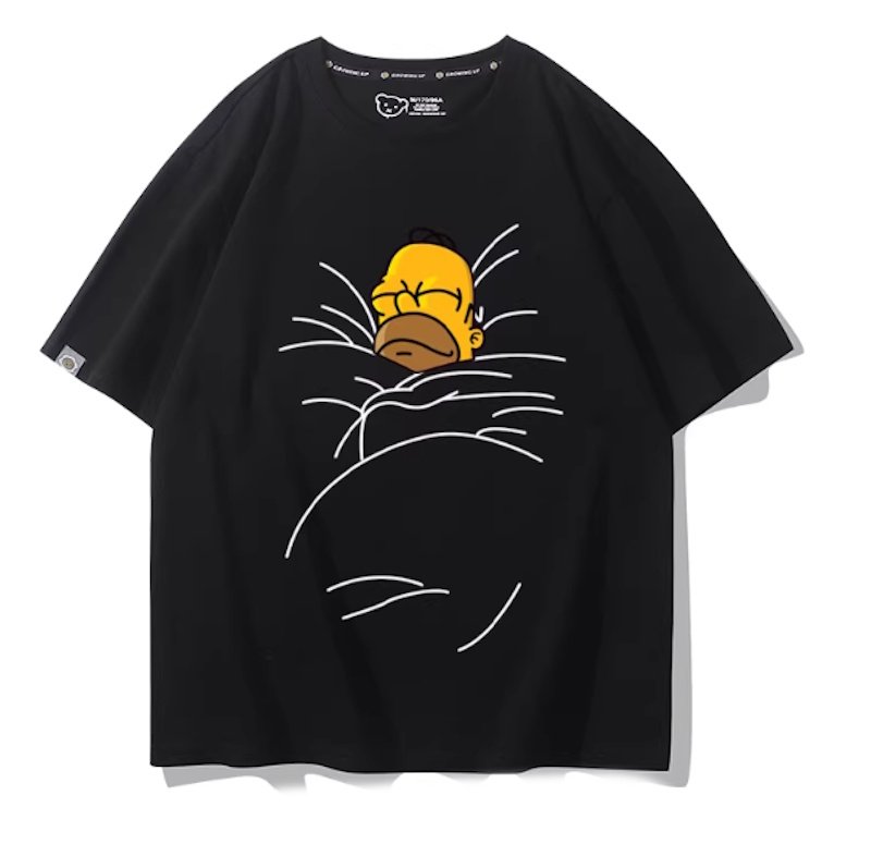 画像3: Sleeping Homer Simpson Short Sleeve T-Shirt  　ユニセックス 男女兼用スリーピングホーマーシンプソンプリント 半袖 Tシャツ (3)