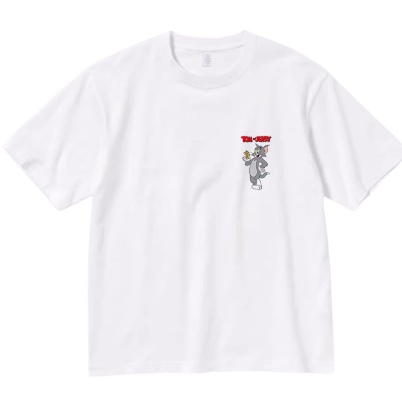 画像1: One Point Tom and Jerry Short Sleeve T-Shirt  　ユニセックス 男女兼用ワンポイントトム＆ジェリープリント 半袖 Tシャツ (1)