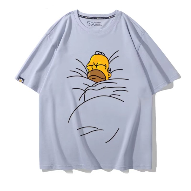 画像7: Sleeping Homer Simpson Short Sleeve T-Shirt  　ユニセックス 男女兼用スリーピングホーマーシンプソンプリント 半袖 Tシャツ (7)