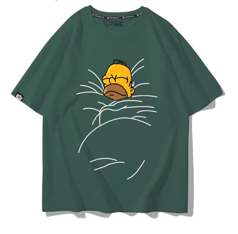 画像8: Sleeping Homer Simpson Short Sleeve T-Shirt  　ユニセックス 男女兼用スリーピングホーマーシンプソンプリント 半袖 Tシャツ (8)