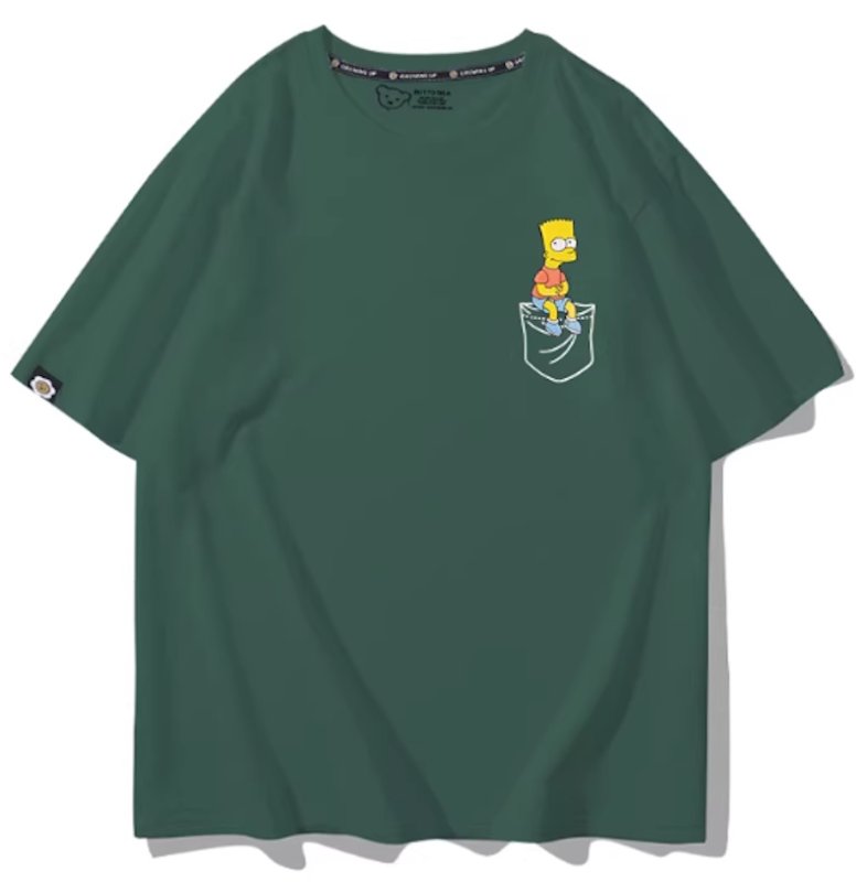 画像5: Bart Simpson sitting in your pocket Short Sleeve T-Shirt  　ユニセックス 男女兼用シッティングバートシンプソンプリント 半袖 Tシャツ (5)
