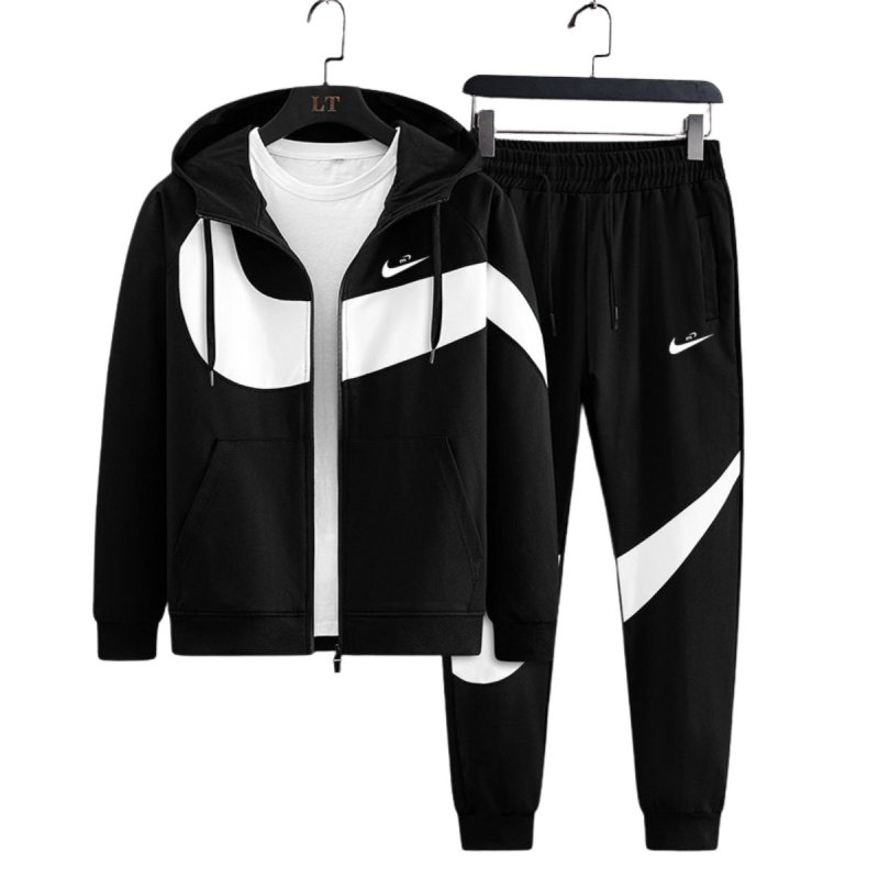 画像3: 26 Unisex Men& Women Broken swoosh Zip Setup Sweat and Pants Set  ブロークン スウォッシュ プリント ジップアップ セットアップ ユニセックス 男女兼用 スウェット トレーナー＆パンツセット (3)