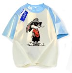 画像9: Stylish sunglasses Bugs Bunny Short Sleeve T-Shirt  　ユニセックス 男女兼用スタイリッシュサングラスバッグスバニープリント 半袖 Tシャツ (9)