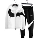 画像2: 26 Unisex Men& Women Broken swoosh Zip Setup Sweat and Pants Set  ブロークン スウォッシュ プリント ジップアップ セットアップ ユニセックス 男女兼用 スウェット トレーナー＆パンツセット (2)