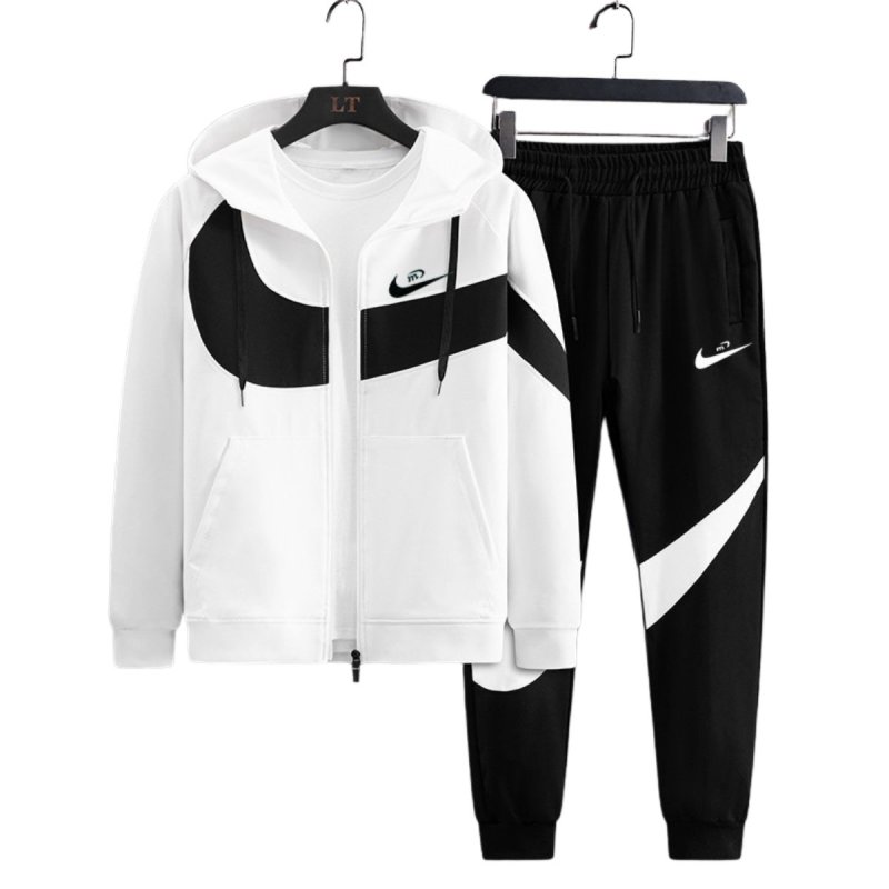 画像2: 26 Unisex Men& Women Broken swoosh Zip Setup Sweat and Pants Set  ブロークン スウォッシュ プリント ジップアップ セットアップ ユニセックス 男女兼用 スウェット トレーナー＆パンツセット (2)