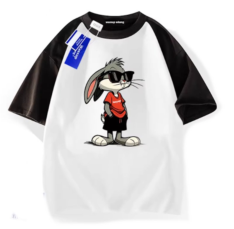 画像10: Stylish sunglasses Bugs Bunny Short Sleeve T-Shirt  　ユニセックス 男女兼用スタイリッシュサングラスバッグスバニープリント 半袖 Tシャツ (10)