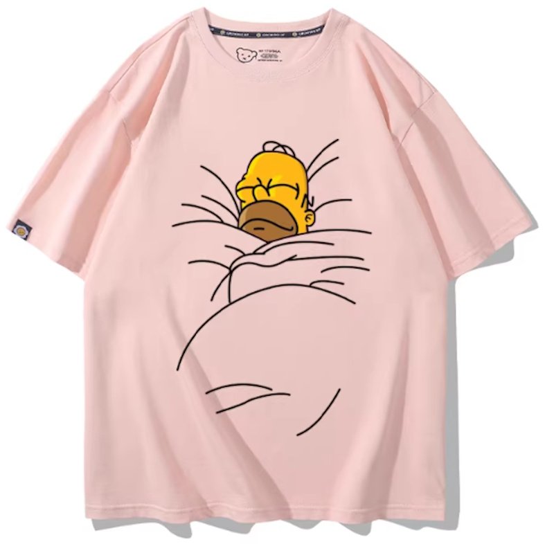 画像9: Sleeping Homer Simpson Short Sleeve T-Shirt  　ユニセックス 男女兼用スリーピングホーマーシンプソンプリント 半袖 Tシャツ (9)