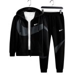 画像4: 26 Unisex Men& Women Broken swoosh Zip Setup Sweat and Pants Set  ブロークン スウォッシュ プリント ジップアップ セットアップ ユニセックス 男女兼用 スウェット トレーナー＆パンツセット (4)