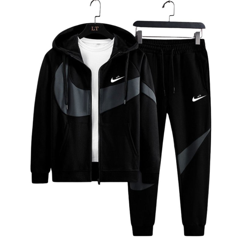 画像4: 26 Unisex Men& Women Broken swoosh Zip Setup Sweat and Pants Set  ブロークン スウォッシュ プリント ジップアップ セットアップ ユニセックス 男女兼用 スウェット トレーナー＆パンツセット (4)