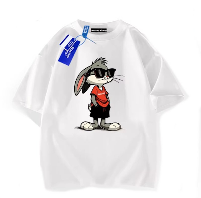画像2: Stylish sunglasses Bugs Bunny Short Sleeve T-Shirt  　ユニセックス 男女兼用スタイリッシュサングラスバッグスバニープリント 半袖 Tシャツ (2)