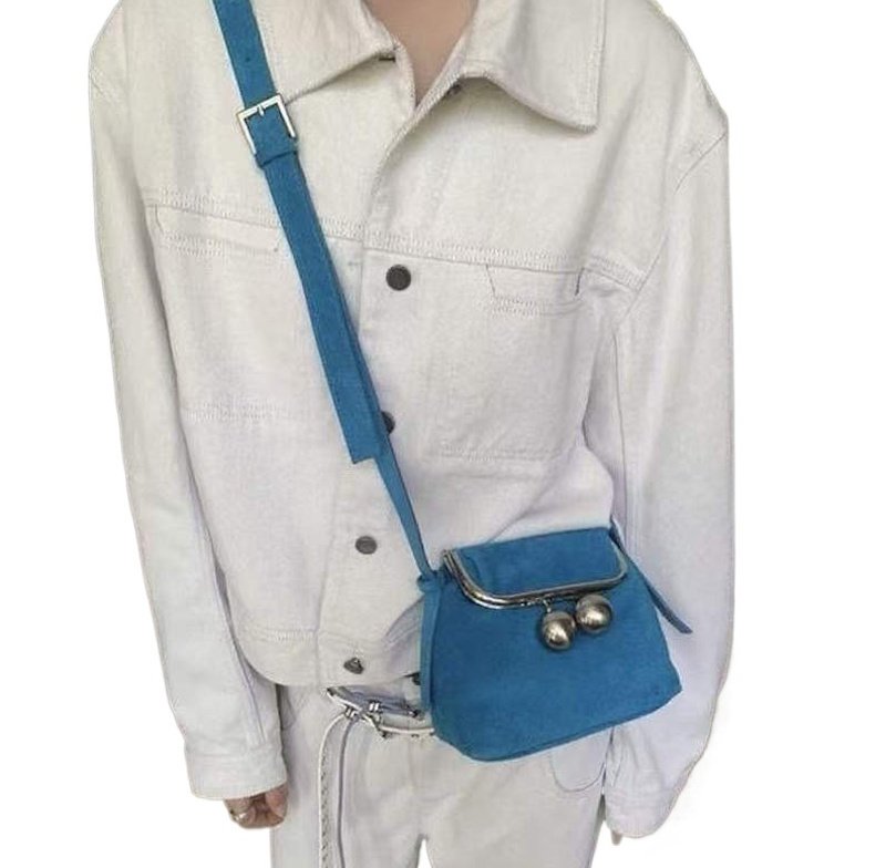 画像1: Leather clasp-shaped  crossbody shoulder tote bag レザーがま口型ミニクロスボディトートショルダーバッグ (1)