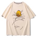画像4: Sleeping Homer Simpson Short Sleeve T-Shirt  　ユニセックス 男女兼用スリーピングホーマーシンプソンプリント 半袖 Tシャツ (4)