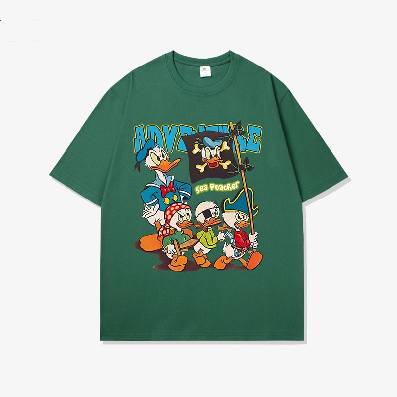 画像3:  Donald Duck & Huey & Dewey & Louie print Short Sleeve T-Shirt  　ユニセックス 男女兼用ドナルドダック＆ヒューイ＆デューイ＆ルーイプリント 半袖 Tシャツ (3)