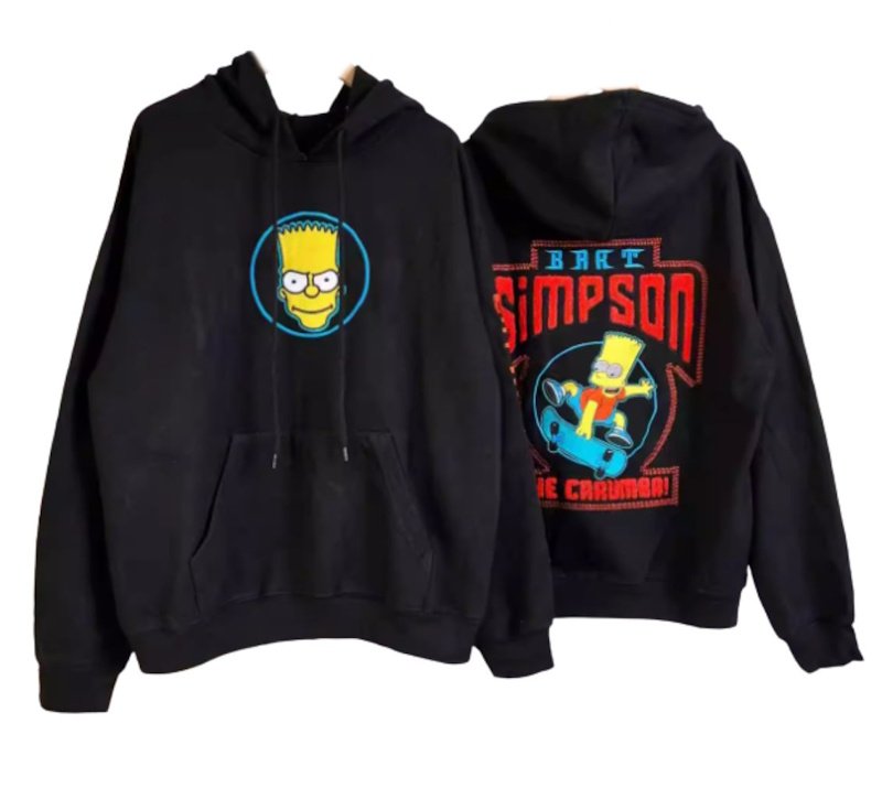 画像1: Skateboard Bart Simpson Embroidered Hoodie　ユニセックス 男女兼用  スケートボードバートシンプソン刺繍フーディ パーカー  スウェット (1)