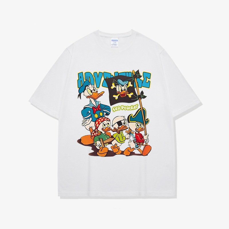 画像2:  Donald Duck & Huey & Dewey & Louie print Short Sleeve T-Shirt  　ユニセックス 男女兼用ドナルドダック＆ヒューイ＆デューイ＆ルーイプリント 半袖 Tシャツ (2)