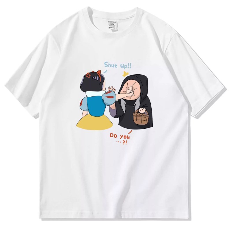 画像2: Shut up Snow White Print Short Sleeve T-Shirt  　ユニセックス 男女兼用シャットアップ 白雪姫プリント 半袖 Tシャツ (2)