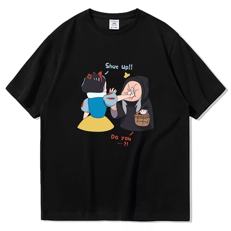 画像5: Shut up Snow White Print Short Sleeve T-Shirt  　ユニセックス 男女兼用シャットアップ 白雪姫プリント 半袖 Tシャツ (5)