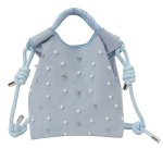 画像1: Pearl & Bijou Leather Tote Shoulder Crossbody Small Square Bag  パール＆ビジュー レザートートショルダークロスボディスモールスクエアバッグ (1)