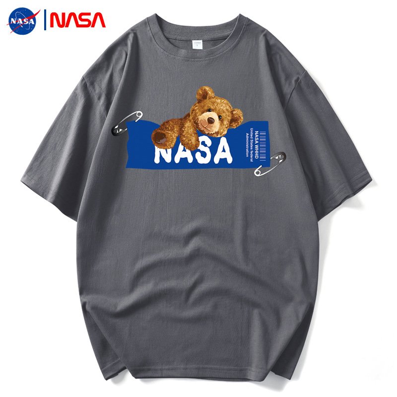 画像4:  NASA x Teddy Bear Print Short Sleeve T-Shirt  　ユニセックス 男女兼用NASAナサ×テディーベア熊プリント 半袖 Tシャツ (4)