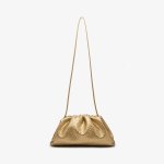 画像2: Braided leather gold pleated clutch tote shoulder bag 　 編み込みレザーゴールドプリーツクラッチトートショルダーバッグ (2)