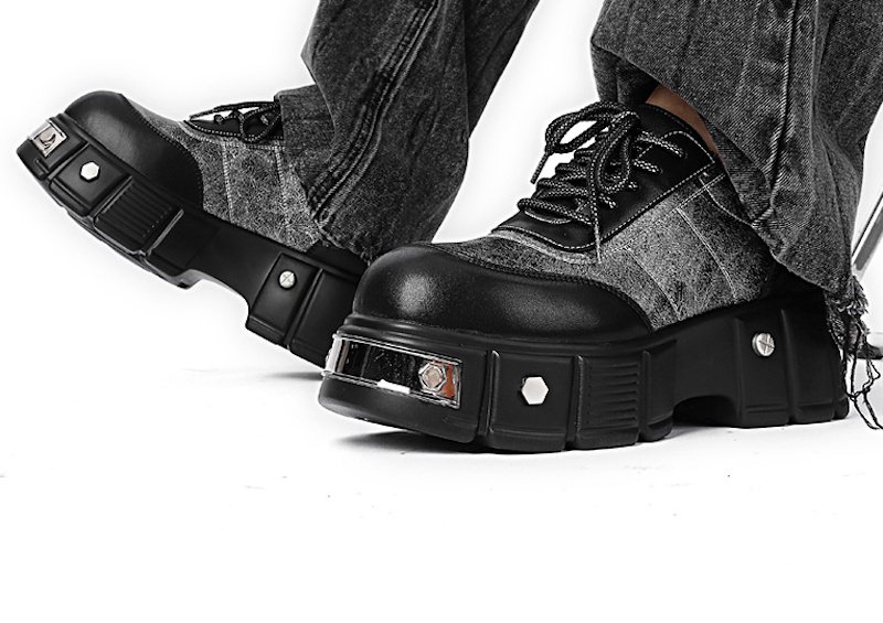 画像7:  Unisex Cleanfit Platform Lace-Up Derby Shoes　 男女兼用クリーンフィット プラットフォームレザー レースアップダービーシューズ (7)