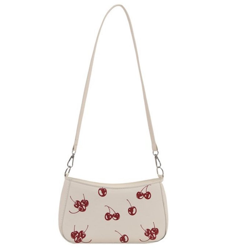 画像1: Cherry print leather accessory pouch, crossbody, tote shoulder bag　チェリープリント レザーアクセサリーポーチクロスボディ トートショルダーバッグ (1)