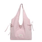 画像3: Drawstring shoulder tote bag with horizontal ribbon perfect for commuting to work or school　巾着 横リボン ショルダートート 通勤通学ママバッグ (3)