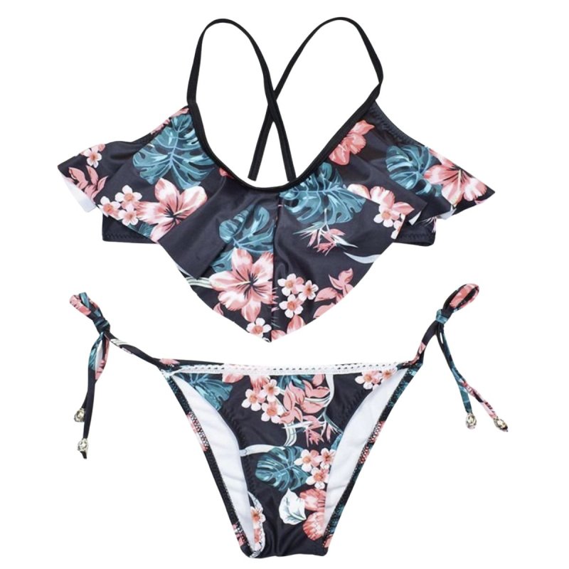 画像1: SALE セール Bandage Bikini Set Push-Up Brazilian Print Swimwearブラジリアンプリントビキニ　スウィムスーツ水着 (1)