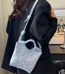 画像5: Pearl & Bijou Leather Tote Shoulder Crossbody Small Square Bag  パール＆ビジュー レザートートショルダークロスボディスモールスクエアバッグ (5)