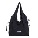 画像2: Drawstring shoulder tote bag with horizontal ribbon perfect for commuting to work or school　巾着 横リボン ショルダートート 通勤通学ママバッグ (2)
