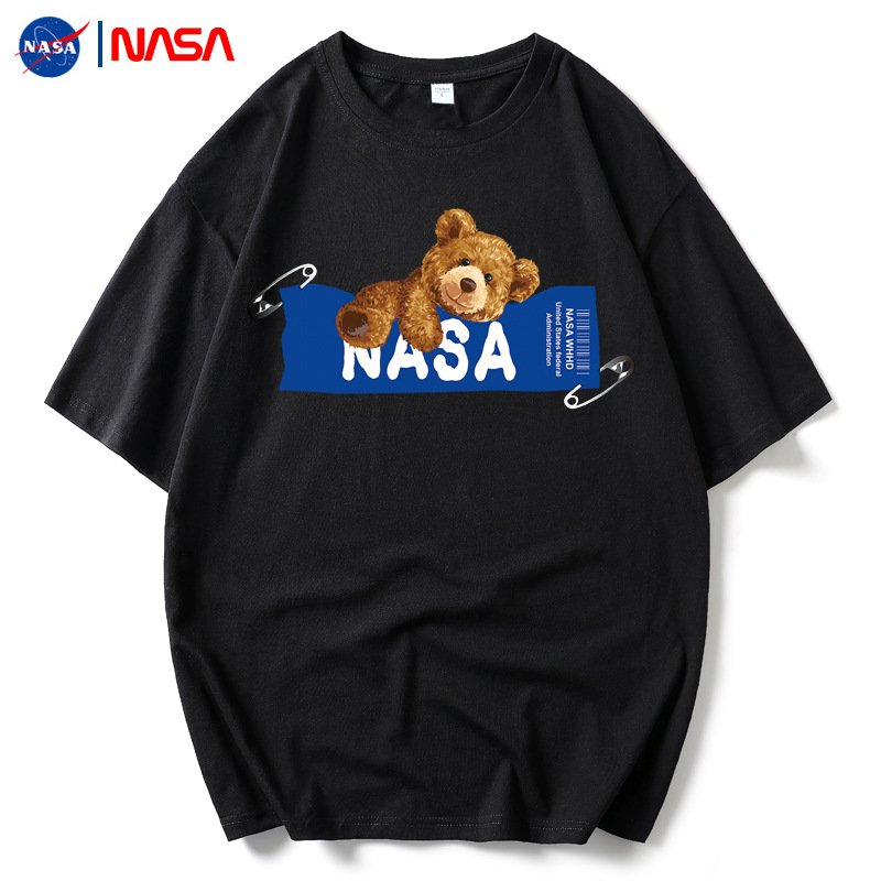 画像2:  NASA x Teddy Bear Print Short Sleeve T-Shirt  　ユニセックス 男女兼用NASAナサ×テディーベア熊プリント 半袖 Tシャツ (2)