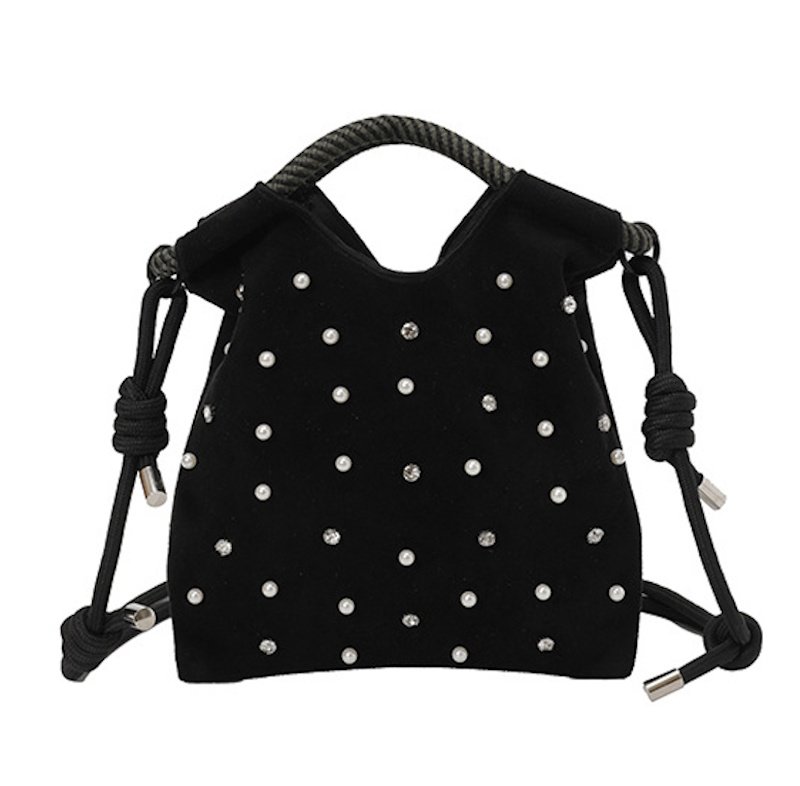 画像2: Pearl & Bijou Leather Tote Shoulder Crossbody Small Square Bag  パール＆ビジュー レザートートショルダークロスボディスモールスクエアバッグ (2)