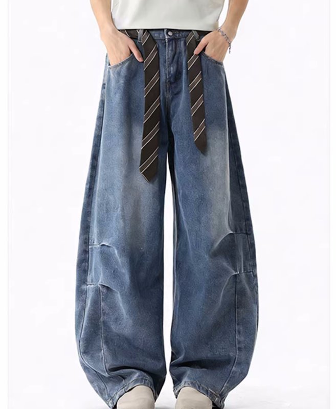 画像3: Washed wide curve silhouette baggy denim pantsJeans ウォッシュ ワイドカーブシルエットバギーデニムパンツ  ジーンズ (3)