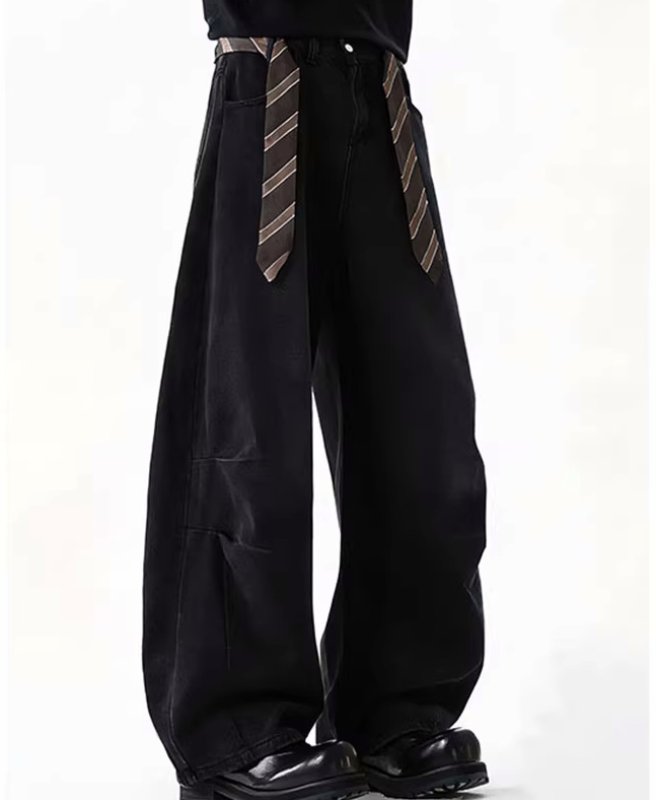 画像5: Washed wide curve silhouette baggy denim pantsJeans ウォッシュ ワイドカーブシルエットバギーデニムパンツ  ジーンズ (5)