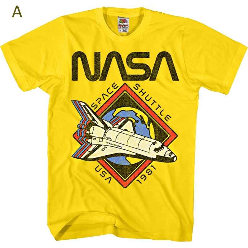 画像1: 1980s Vintage Style NASA Space Shuttle Short Sleeve T-Shirt　ユニセックス 男女兼用1980年代ナサNASAスペースシャトル宇宙飛行士ヴィンテージスタイルプリント半袖  Tシャツ (1)