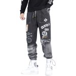 画像6: Men's men and women hip-hop straight wide-leg pants graffiti cartoon trend gradient loose-fitting harem pants ユニセックスパンツ男女兼用レター＆コミックプリントデニムパンツ (6)