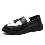 画像1: Mens Unisex Tassel two-tone loafers Slip-Ons shoes   タッセルバイカラー厚底ローファースリッポンローファー シューズ (1)